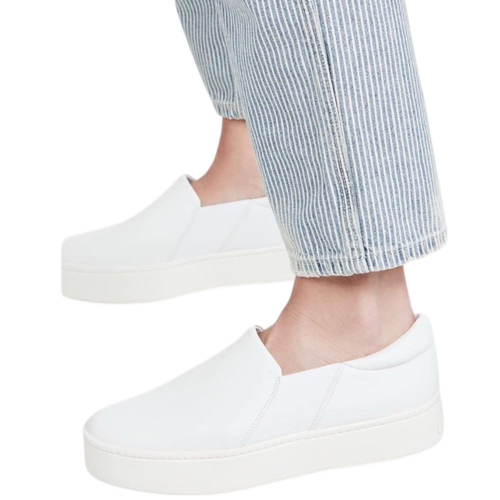 Vince White Leather Slip-On Sneaker